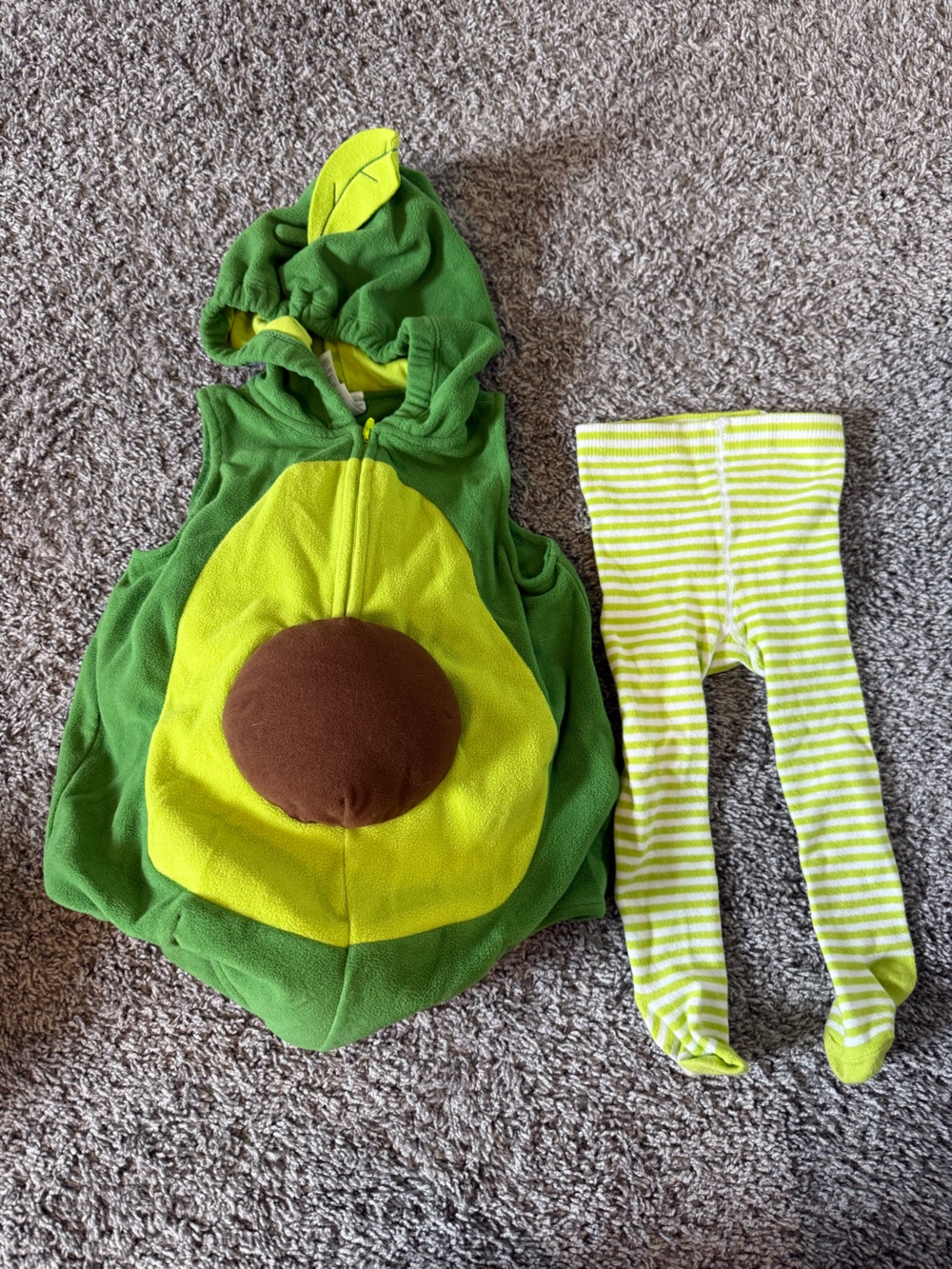 Carter's Green Avocado Costume with Yellow and Brown Accents